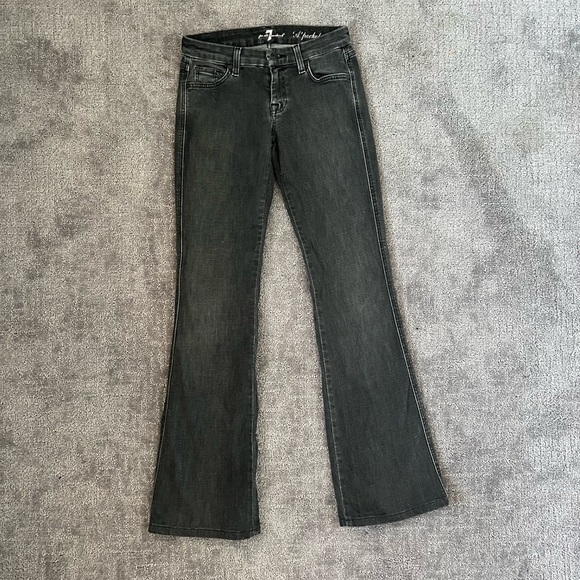 7 For All Mankind A Pocket Black Flare Jeans - Picture 1 of 6